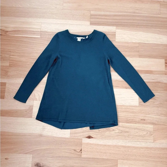 Soft surroundings M mixed media sweater tunic top in teal, wool blend - Picture 2 of 11